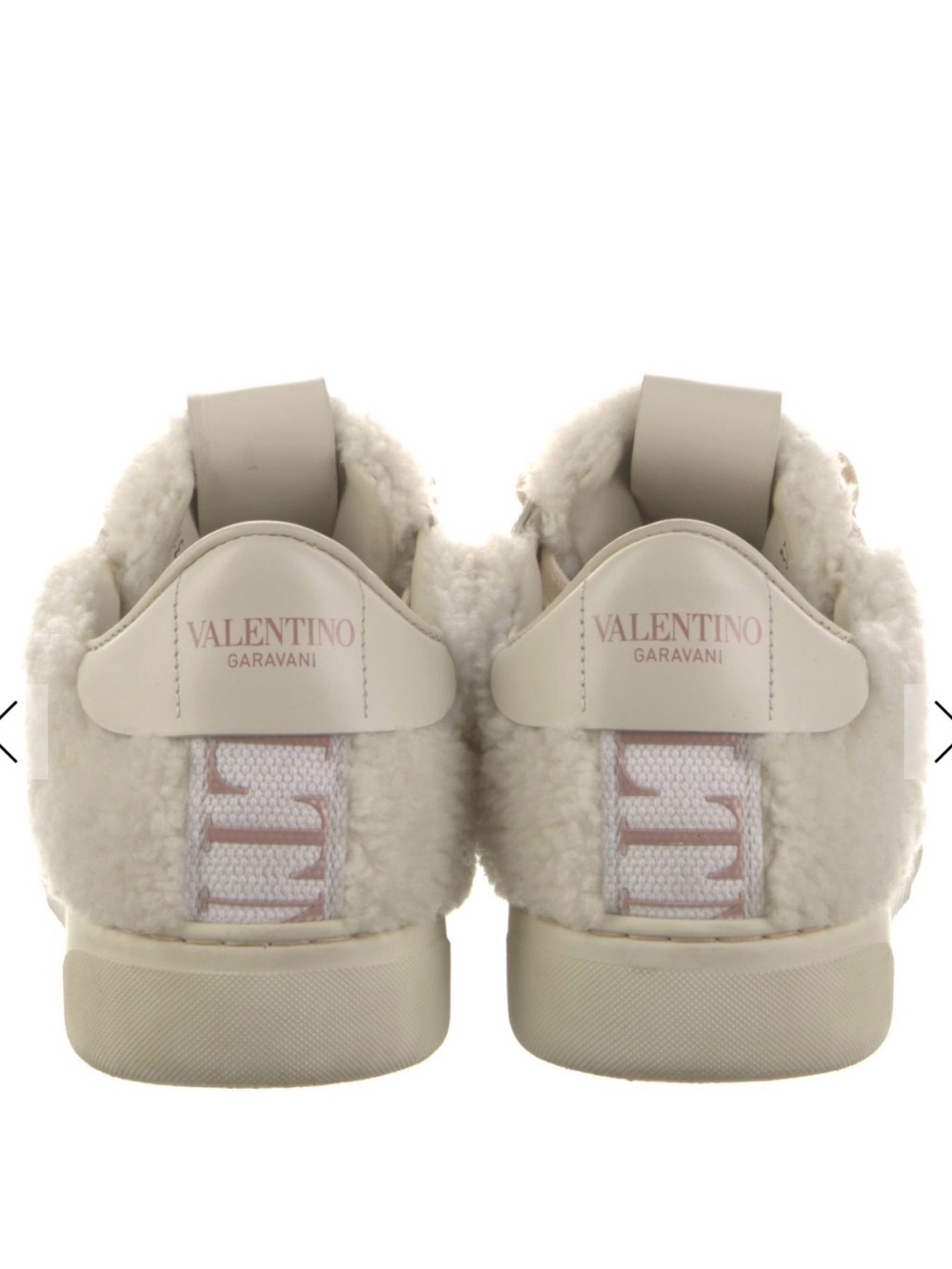 Valentino Ivory and Pink Shearling-Trim Sneakers - Picture 7 of 8